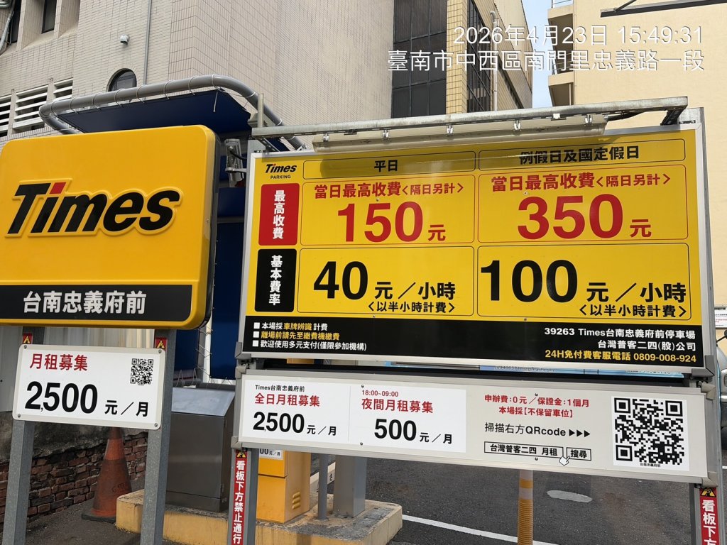 台南市政府公告高費率民營停車場 保障消費者權益