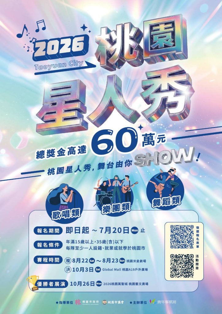 總獎金60萬！2026桃園星人秀徵件啟動 業界師資培力助攻青年圓夢   