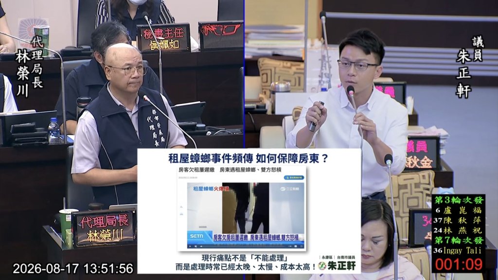租屋蟑螂頻傳 朱正軒籲強化租約公證、加註逕受強制執行
