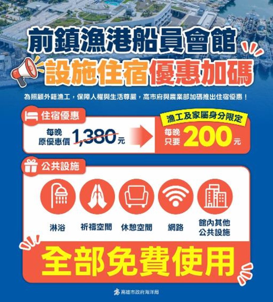 高雄成功爭取前鎮漁港多項優惠措施  照顧漁工住宿權益  加速攤商進駐誘因